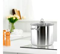 Stainless Steel Stock Pot - Large Stock Pot With Lid, 20L Cooking Pot With Lid Large Deep Casserole Pot Kitchen Cookware Double Handle Soup Pot, 3 Layer Nonstick Coated Aluminium Cooking Pot(9 Litre)