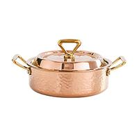 Stainless Steel Stock Pot - Shallow Mouth Soup Pot, Hammer Pattern Hot Pot Utensils, Stock Pot With Lid, For Cooking Noodles, Hot Pot, Stir-Fry Induction Cooker Natural G,Gold24Cm