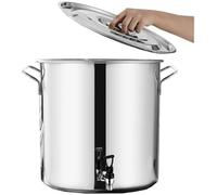 Stainless Steel Stock Pot with Spigot - Durable Round Soup Pot with Soft-Touch Handles, Composite Base, Perfect for Cooking, Steaming, and Serving Soups & Broths 40 * 50cm(56L)
