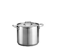Stainless Steel Stock Pot with Stainless Steel Lids- Deep Two Tone Silver Pot, Induction Base (22 cm Diameter - 6.5 Litre)