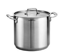 Stainless Steel Stock Pot with Stainless Steel Lids- Deep Two Tone Silver Pot, Induction Base (26 cm Diameter - 12 Litre)
