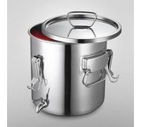 Stainless Steel Stockpot, Stock Pot With Spigot, With Lid Water Tap And 360° LeakProof Design Ideal For Home Farm Or Rice Storage(30L)