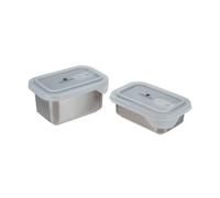 Stainless Steel Storage Lunch Box Microwave Safe Pack of 2 Masterclass Metallic Silver One Size