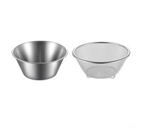 Stainless Steel Strainer Bowl Built for Heavy Duty Use in Home Kitchens For Rinsing Rice Lentils Greens and Small Food Items (14CM-Natural)