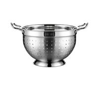 Stainless Steel Strainer - Self-Draining Base, Strainer with Drip Plate, Multifunctional Quick Emptying with Handles, Micro-Perforated Metal Strainer for Rice, Pasta, Salad, Home