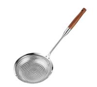 Stainless Steel Strainer Skimmer Spoon with Wooden Handle, Multi-Use Kitchen Utensil for Cooking, Draining and Frying, Perfect for Home Chefs