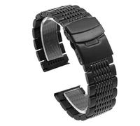 Stainless Steel Strap 18mm 20mm 22mm 24mm Metal Band Mesh Bracelet Folding Buckle Universal Wristband(Black,22mm)
