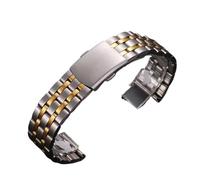 Stainless Steel Strap General Purpose Watch 18mm 20mm 22mm Wristband Replace The Strap(Silver-Gold,20mm)