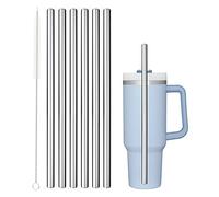Stainless Steel Straw Replacement for Stanley 40 oz 30 oz Adventure Quencher Travel Tumbler Cup, 6 Pack Reusable Straws with Cleaning Brush Compatible with Stanley Tumbler Cup Accessories