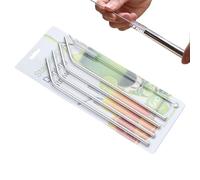 Stainless Steel Straw Set - Metal Drinking Straws with Cleaning Brush for Milkshake | Party Accessory for Home Beach Party Fishing Picnic Camping Holiday Outdoor
