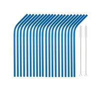 Stainless Steel Straws 20pcs 6 * 215mm Reusable Metal Straws Set 304 Stainless Steel Drinking Straw Cocktail Party Favor Bar(Color21)