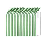 Stainless Steel Straws 20pcs 6 * 215mm Reusable Metal Straws Set 304 Stainless Steel Drinking Straw Cocktail Party Favor Bar(Color23)