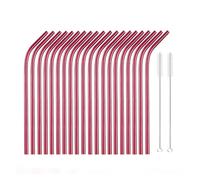 Stainless Steel Straws 20pcs 6 * 215mm Reusable Metal Straws Set 304 Stainless Steel Drinking Straw Cocktail Party Favor Bar(Color24)