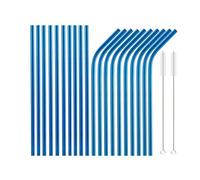 Stainless Steel Straws 20pcs 6 * 215mm Reusable Metal Straws Set 304 Stainless Steel Drinking Straw Cocktail Party Favor Bar(Color11)