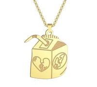 Stainless Steel Streetwear Juice Box Pendant Necklace for Men Women Milk Box Charm Chain Hip Hop Jewelry Gift