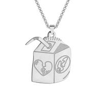 Stainless Steel Streetwear Juice Box Pendant Necklace for Men Women Milk Box Charm Chain Hip Hop Jewelry Gift