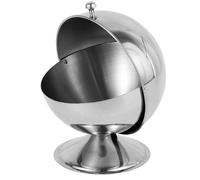 Stainless Steel Sugar Bowl with Roll Top Globe Shape Salt Container Spice Condiment Seasoning Jar Box 10oz Sugar Cube Holder Reusable Candy Jar Cookies Bowl for Home Kitchen Office Coffee Bar