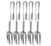 Stainless Steel Sugar Tongs Set, Candy Scoops and Tongs Stainless Steel for Weddings, Kitchen, Bar, Candy, Dessert, Buffet, Ice Cream, Coffee, Buffet Grill, 5 Sugar Tongs + 5 Ice Scoops (10)