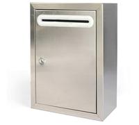 Stainless Steel Suggestion Box Wall-Mounted Home Mailbox Corporate Employee Anonymous Box Locked Money Box Safe and Durable Space-Saving(Silver,21 * 28 * 11cm)