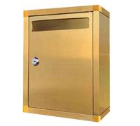 Stainless Steel Suggestion Box Wall-Mounted Home Mailbox Corporate Employee Anonymous Box Locked Money Box Safe and Durable Space-Saving(Gold,21 * 28 * 11cm)