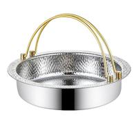Stainless Steel Sukiyaki Nabe Pot - Hammered Shabu Shabu Hotpot Stockpot for Induction Cooktop - 304 Commercial Grade