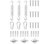 vidaXL Sunshade Sail Accessory Set 9 Piece Stainless Steel Awning Attachment