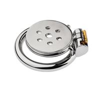 Stainless Steel Super Small Flat Chastity Cage with Karabiner Male Chastity Device with Silicone Tube Male Beginner Cage Penis Sex Tools Adult Toys Cage-Soft Tube 45Mm