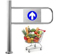 Stainless Steel Swing Gate - Automatic Closing Pedestrian Safety Gate for Warehouses & Libraries, Spring-Loaded, Left-Hand 50x97cm Entrance & Exit Device