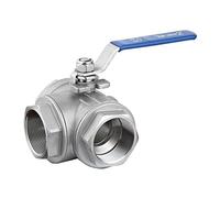 Stainless Steel Switch Ball Valve 1/2 Inch BSP Female DN15 SS304 L Type T Flow 3 Way Water Ball Valve (Size : 3/8(Bsp-t Flow Type,0.25 Inch)