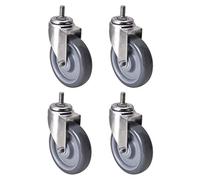 Stainless Steel Swivel Casters 5" (12.7cm) Max Load 150kgUniversal Wheels Set of 4Durable Grey Rolling Casters for Furniture & Equipment