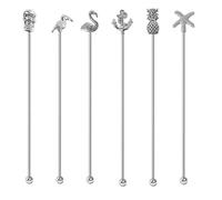 Stainless Steel Swizzle Stick, 6 pcs Coffee Beverage Stirrers Drink Stirrers, Stirrer Reusable Fit for Mixing Cocktail, Whiskey Hot Cocoa,Creamer (Silver)
