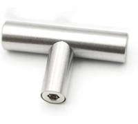 Stainless Steel T Bar Cabinet Pull Handle 50-500mm, 2 Inch Center Hole | stainless steel construction for kitchen doors, drawers and furniture, with fittings included for quick and tidy