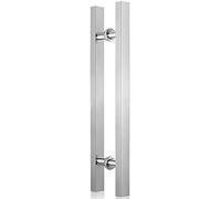 Stainless Steel T Bar Pull Handle - Silver Finish, Square Tube Design, Ideal for Shower Doors, Sliding Wooden Barns, Durable Glass Handle Replacement (Silver 100 x 70cm)