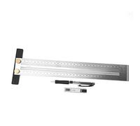 Stainless Steel T-Shape Scribing Ruler, 300mm, Silver, Precision Marking Tool for Woodworking and Carpentry, with Automatic Pencil
