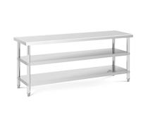Stainless steel table - 200 x 60 x 5 cm - 231 kg - 2 shelves - Royal Catering RCAT-200/60-PS3SH