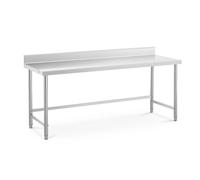 Stainless Steel Table 200 x 70 cm Backsplash 300 kg Load Capacity Royal Catering - Stainless Steel Tables by Silver