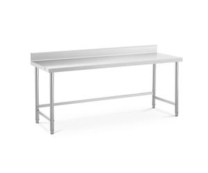 Stainless Steel Table 200 x 70 cm Backsplash 300 kg Load Capacity Royal Catering - Stainless Steel Tables by Silver