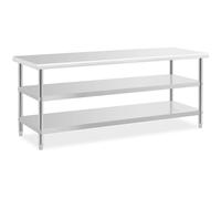 Stainless steel table - 200 x 70 x 5 cm - 231 kg - 2 shelves - Royal Catering RCAT-200/70-PS3SH