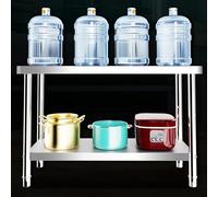 Stainless Steel Table for Prep and Work Stainless Steel Kitchen Worktop Double Layer Heavy Duty Prep Worktable Food Table with Adjustable Feet for Kitchen Work 90x60x80cm