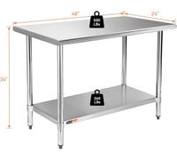 Stainless Steel Table for Prep & Work 24 x 48 inches 4ft Heavy Duty Commercial