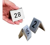 Stainless Steel Table Numbers, Stainless Steel Table Number Signs Double-Side Black Stackable 40mm x 50mm Pack Of 50(1 to 50)
