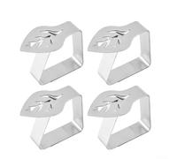 Stainless Steel Tablecloth Clips (4-Pack) - for Leaf-Shaped Snap-On Holders for Indoor Dining, Outdoor Picnics & Garden Parties, Rust-Resistant Si(Silver)