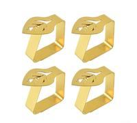 Stainless Steel Tablecloth Clips, Leaf Shape Design, 4PCS Silver/Gold/Rose Gold Snap-On Table Cloth Fasteners for Outdoor Picnics, Garden Parties, Formal Dining(Gold)