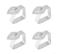 Stainless Steel Tablecloth Clips Leaf Shaped Non-slip Holders For Dining Tables Silver 4 Pack(A)