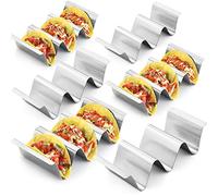 Stainless Steel Taco Holder Stand, Set of 6 - Stylish Rack Holds Up to 3 Tacos Each, Keeping Shells Upright - Oven, Grill and Dishwasher Safe