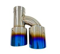 Stainless Steel Tailpipe Tip Universal H-shaped 4-outlet Exhaust Pipe Blue Tailpipe Muffler Large Caliber Tail Nozzl Exhaust Tip(Left 60mm-101mm)