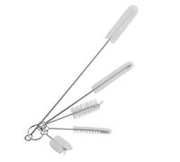 Stainless Steel Tank Washing Brush Set 5Pcs Durable Fish Tank Cleaning Brush with Hook for Aquarium Filter Pump Tube Bottles Jewelry Silver 35cm 19cm 7cm 11cm