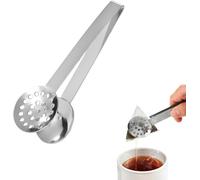 Stainless Steel Tea Bag Squeezer,Effective Tea Tool for Easy Extraction,Anti-Slip Comfortable Grip Teas Filter Spoon,Strainer Tongs for Gripping Loosing Leaf Teas Bags Ice Sugar Cubes (Silver)