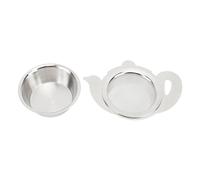 Stainless Steel Tea Infuser Filter Premium Fine Mesh Tea Strainer Bowl for Brewing Loose Leaf Teas with Heat Insulation Base Durable 304 Material Tea Accessory for Tea Lovers (Teapot Style Natural