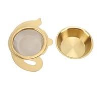 Stainless Steel Tea Infuser Filter Premium Fine Mesh Tea Strainer Bowl for Brewing Loose Leaf Teas with Heat Insulation Base Durable 304 Material Tea Accessory for Tea Lovers (Teapot Style Gold Color)
